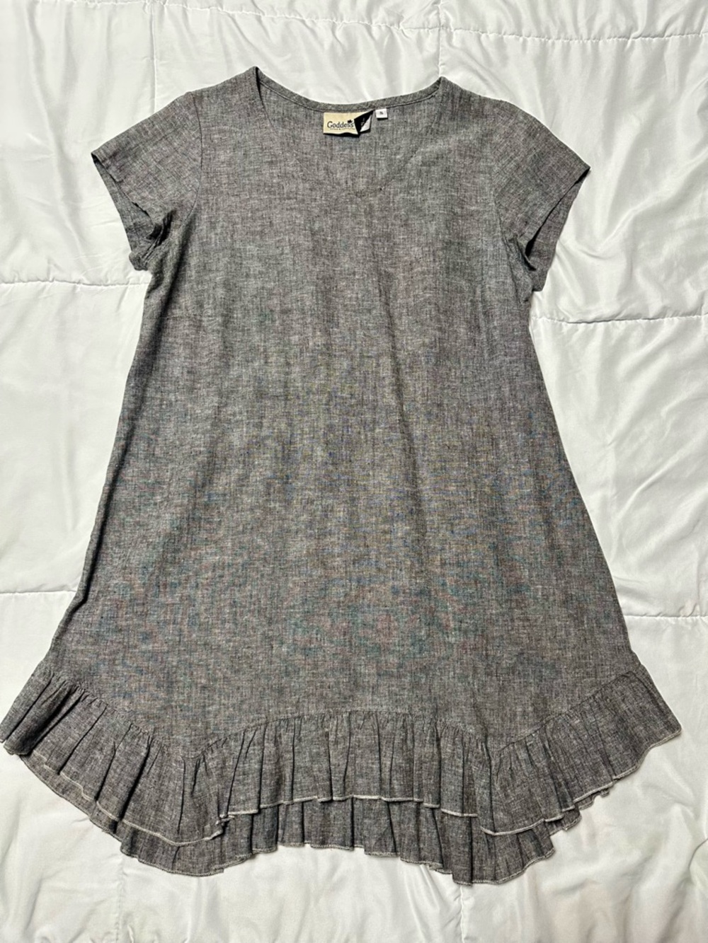 Goddess Gear Gray Linen Cotton Chambray Dress Size S